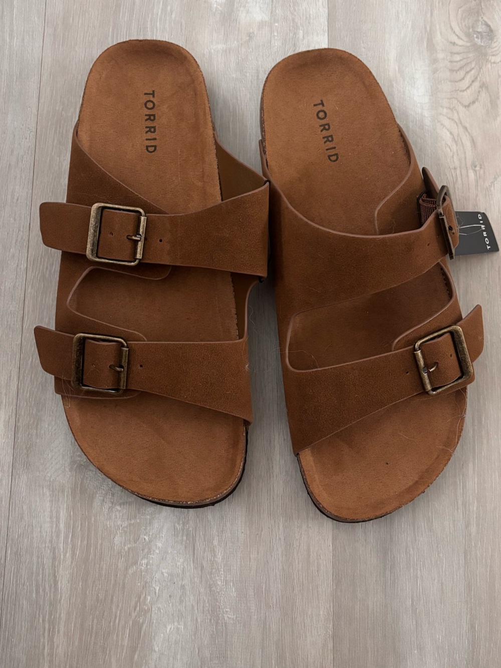Torrid Brown Double Buckle Slide Sandals NWT 10